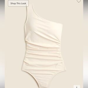 NWT and liner- Sleek ruched one-shoulder one-piece swimsuit, Natural Color